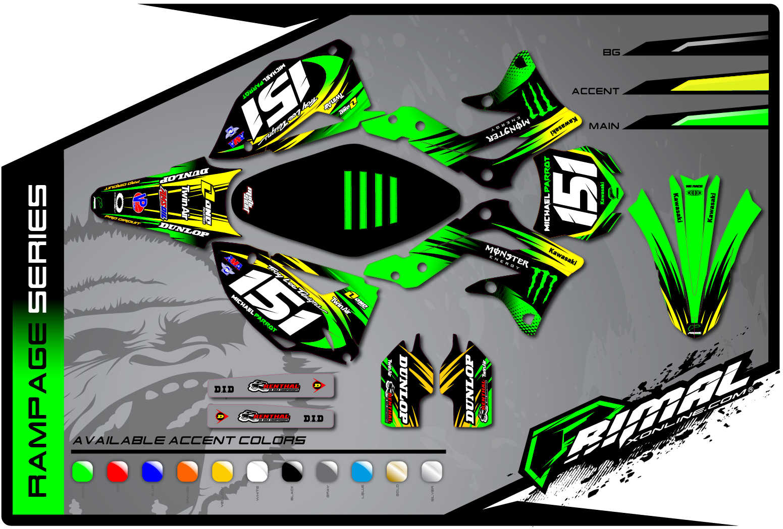 Primal X Motorsports MX Graphics KXF 450 KXF 250 Rampage Series