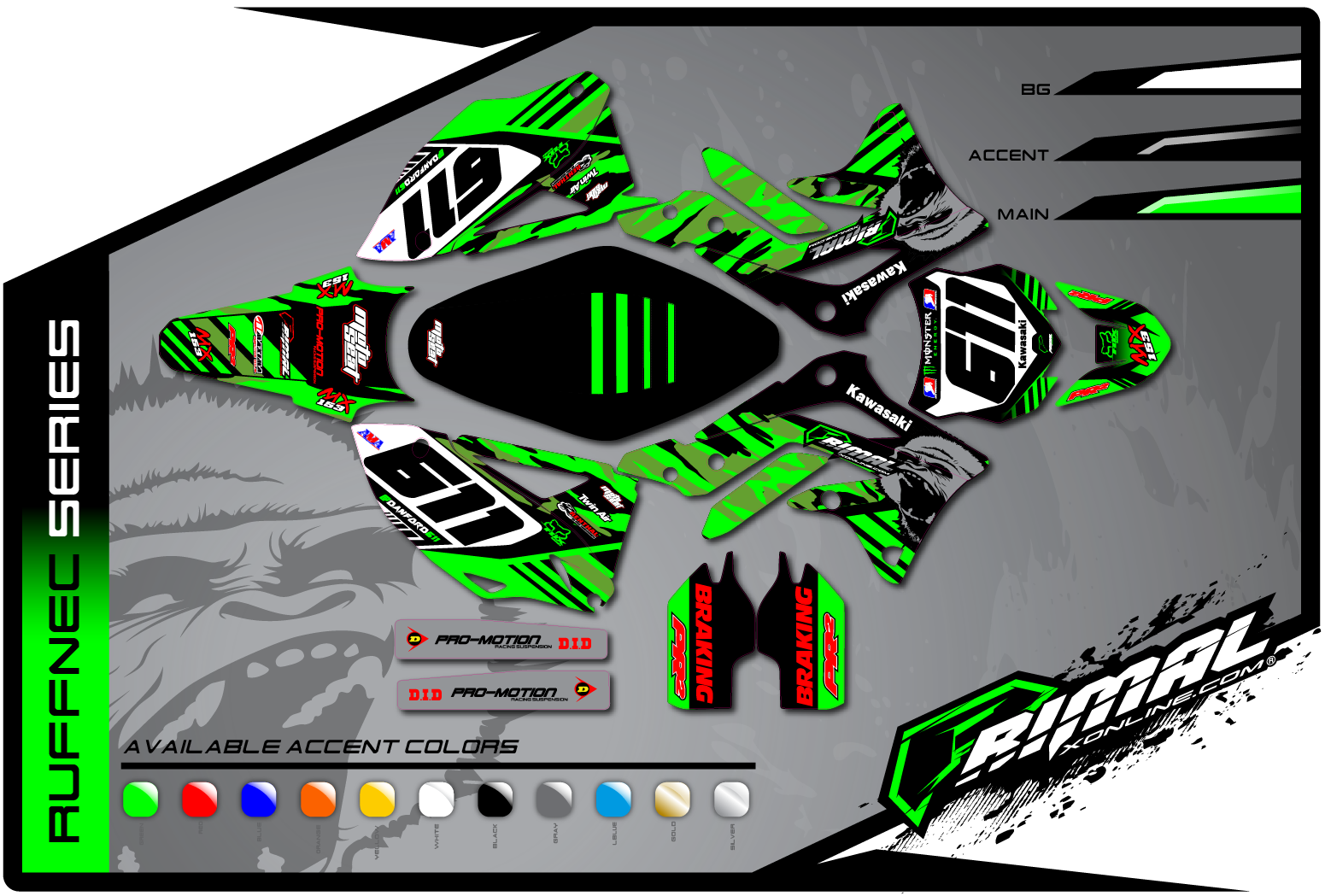 Primal X Motorsports MX Graphics KXF 450 KXF 250 ruffnec Series